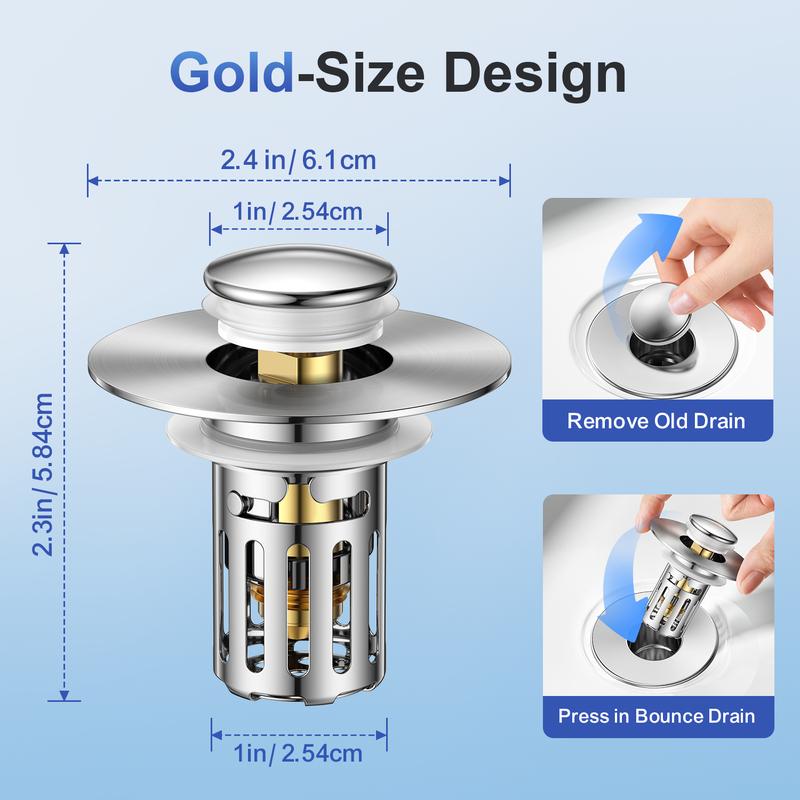 Universal 2-in-1 Bathroom Sink Stopper