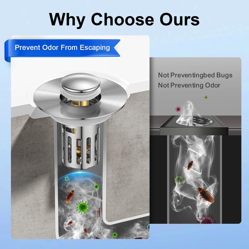 Universal 2-in-1 Bathroom Sink Stopper