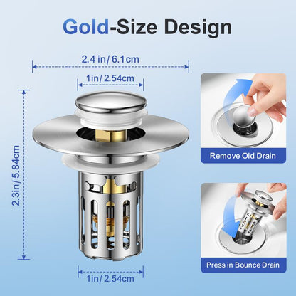 Universal 2-in-1 Bathroom Sink Stopper