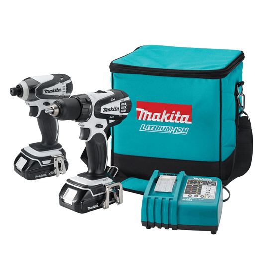 Makita LCT200W 18-Volt Compact Lithium-Ion Cordless Combo Kit 2-Piece